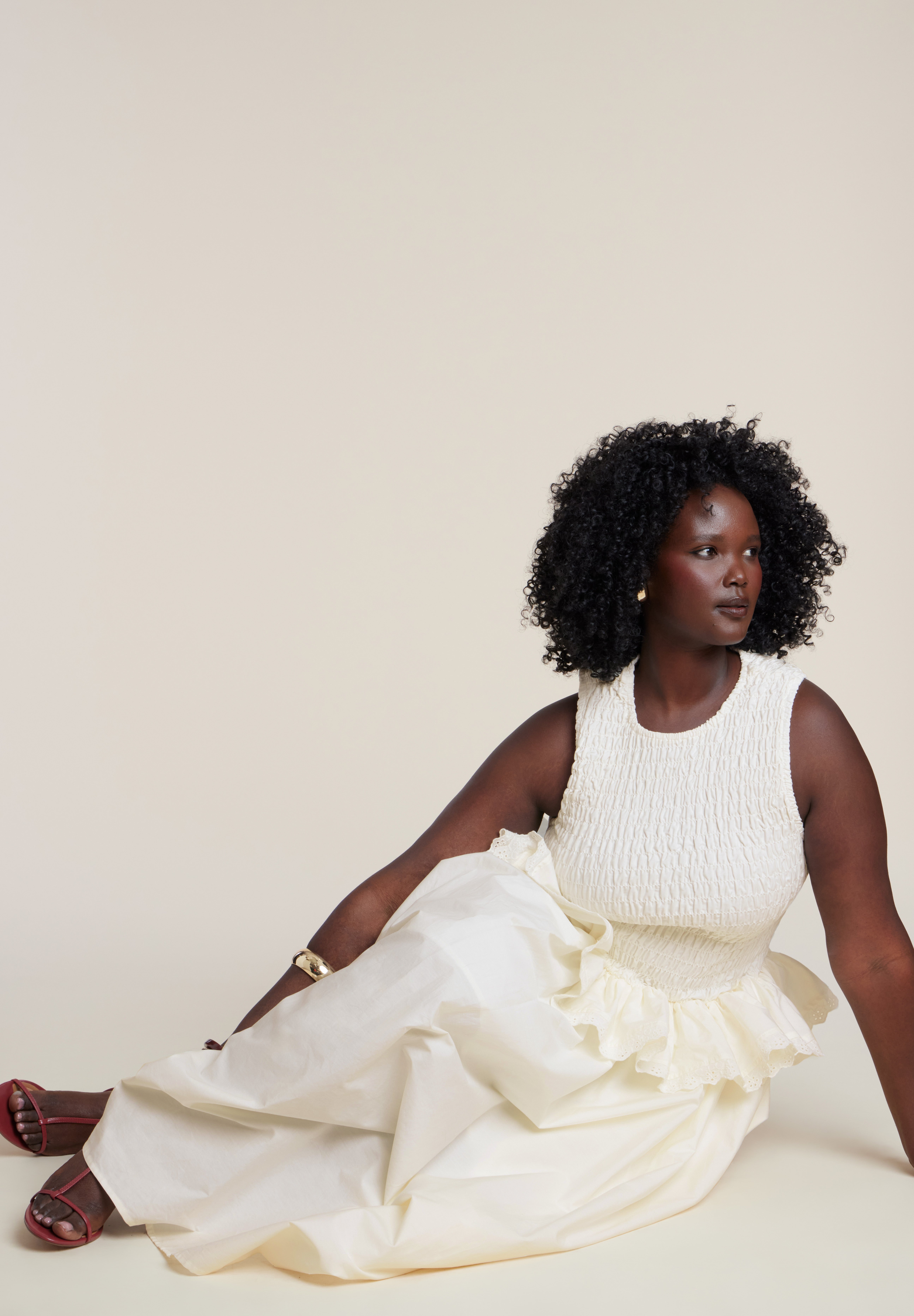 Trim Detail Peplum Midi Dress image number 4