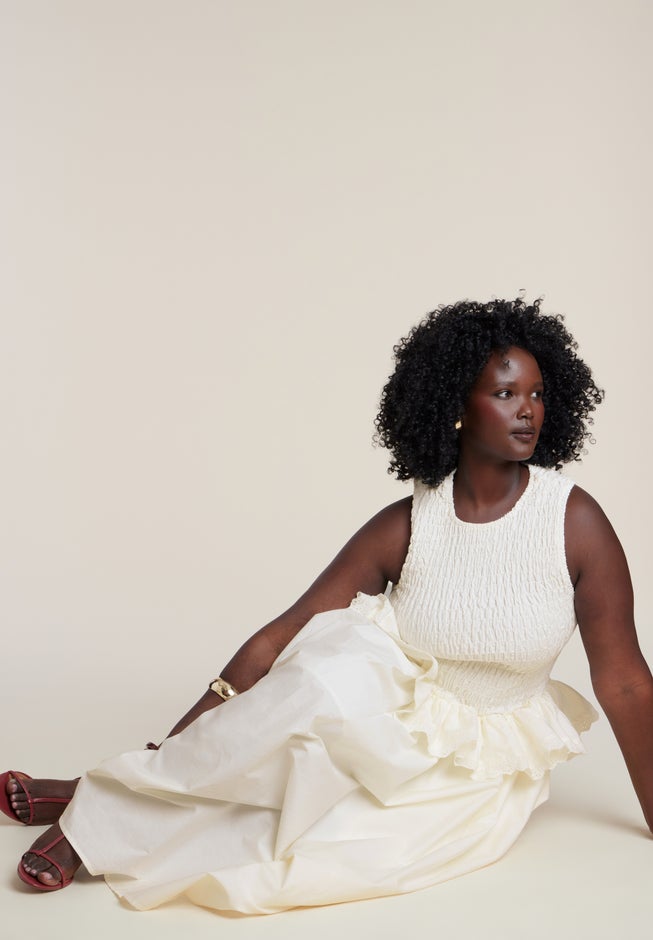 Trim Detail Peplum Midi Dress image number 4