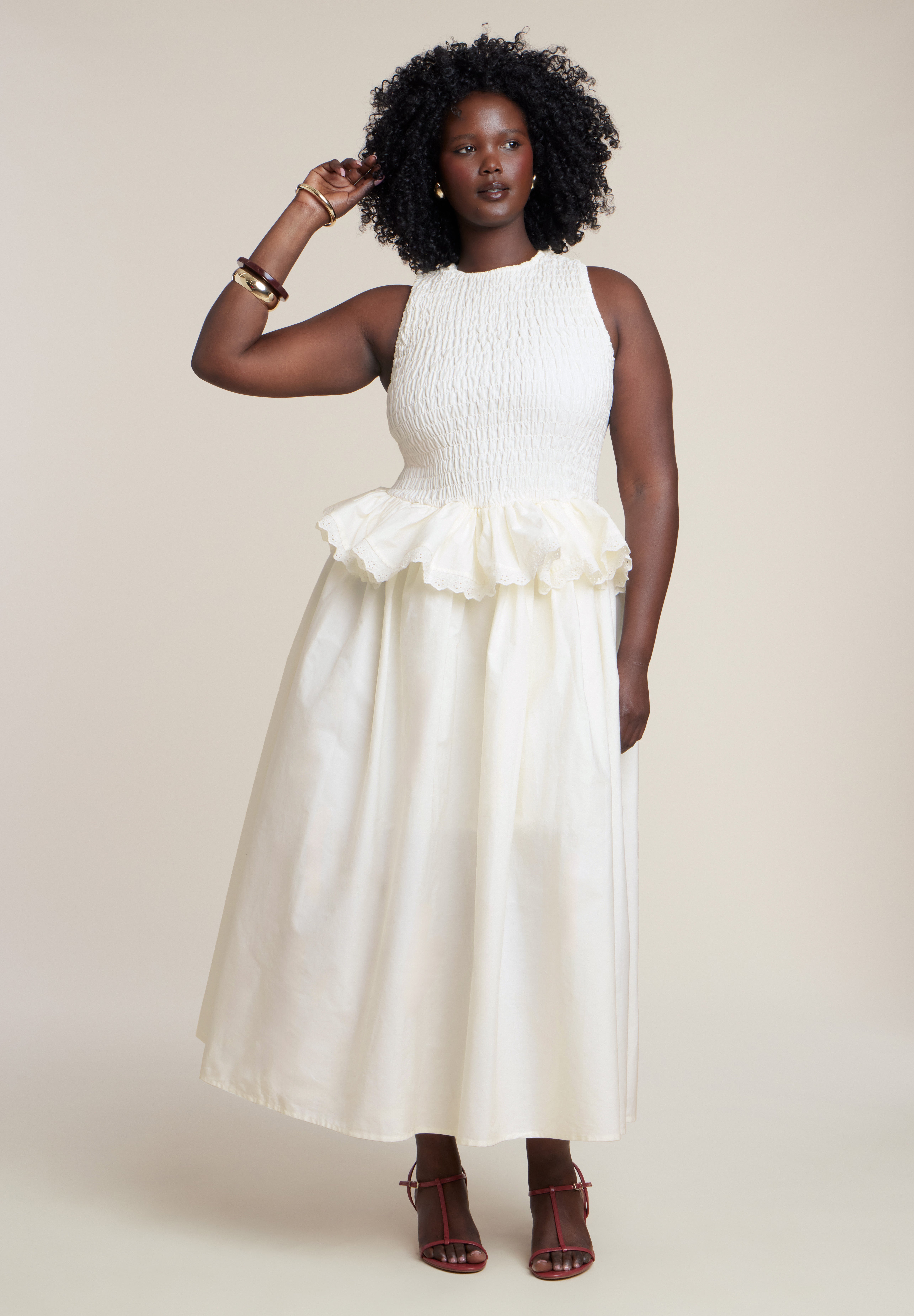 Trim Detail Peplum Midi Dress image number 0