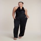 Halter Cowl Neck Satin Jumpsuit image number 1