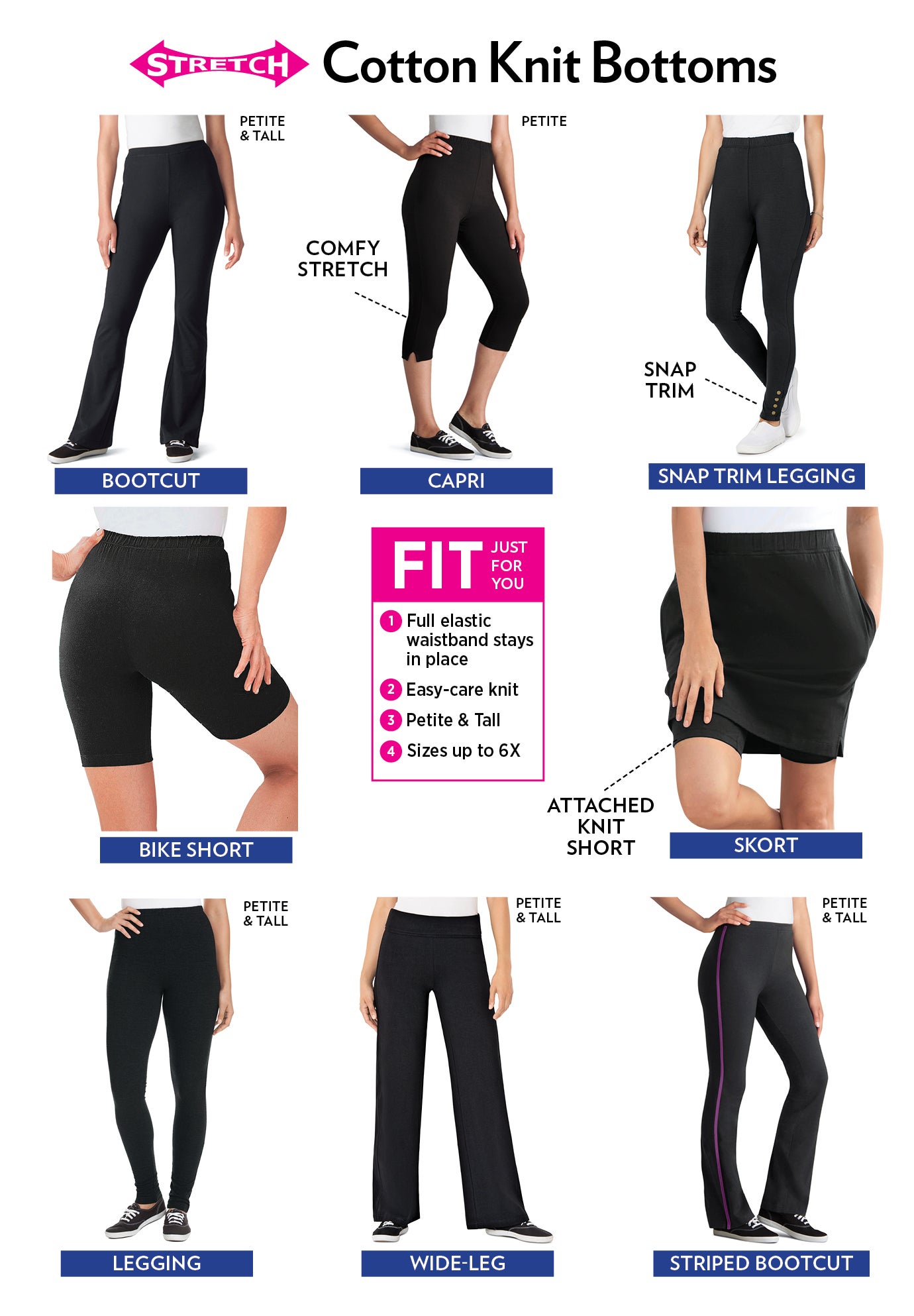 Stretch-Cotton Knit Pull-On Bootcut Leggings image number 3