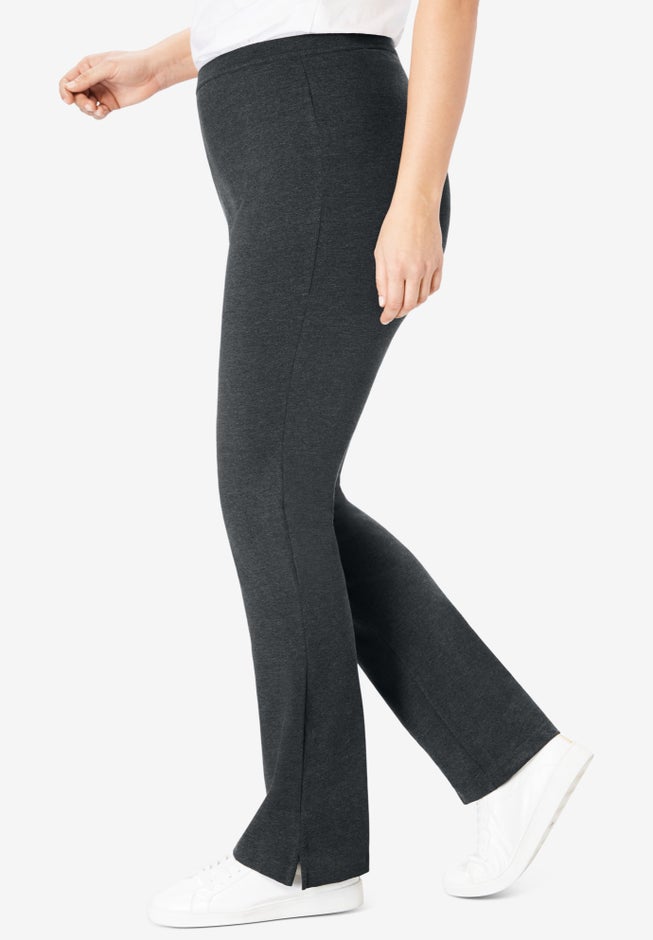 Stretch-Cotton Knit Pull-On Bootcut Leggings image number 2
