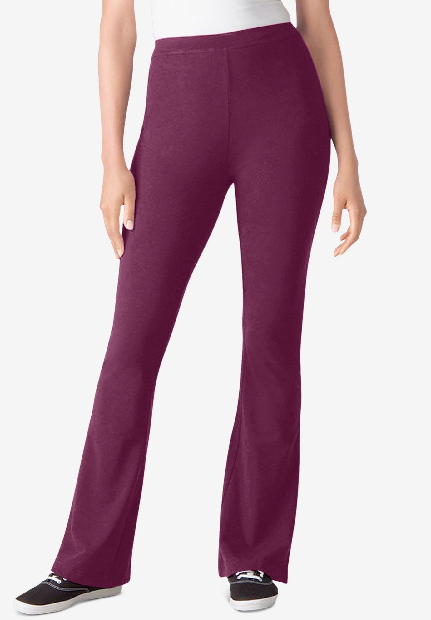 Stretch-Cotton Knit Pull-On Bootcut Leggings image number 0