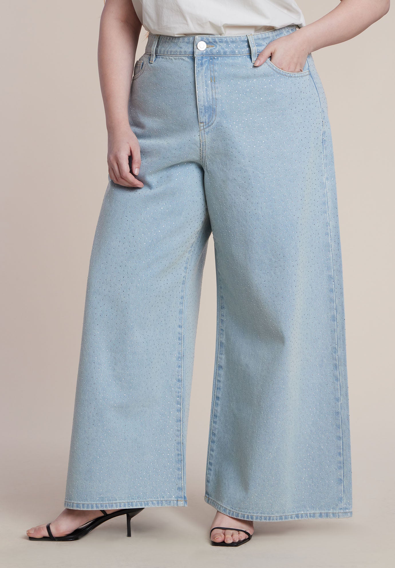 Embellished Rhinestone Jeans image number 1