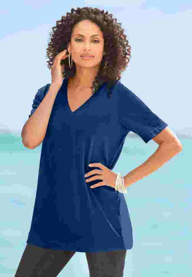 Plus Size Cotton Ultimate V-Neck Tee image number 5