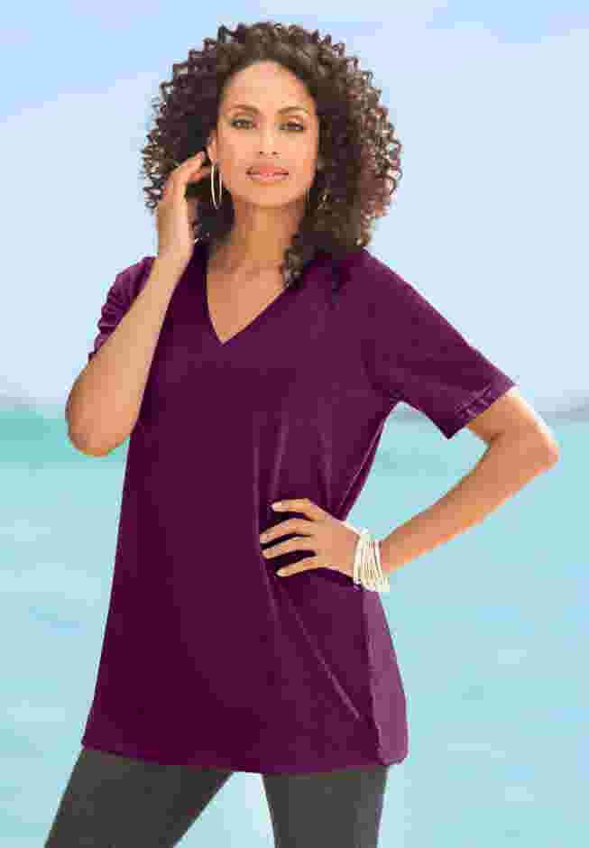 Plus Size Cotton Ultimate V-Neck Tee image number 6