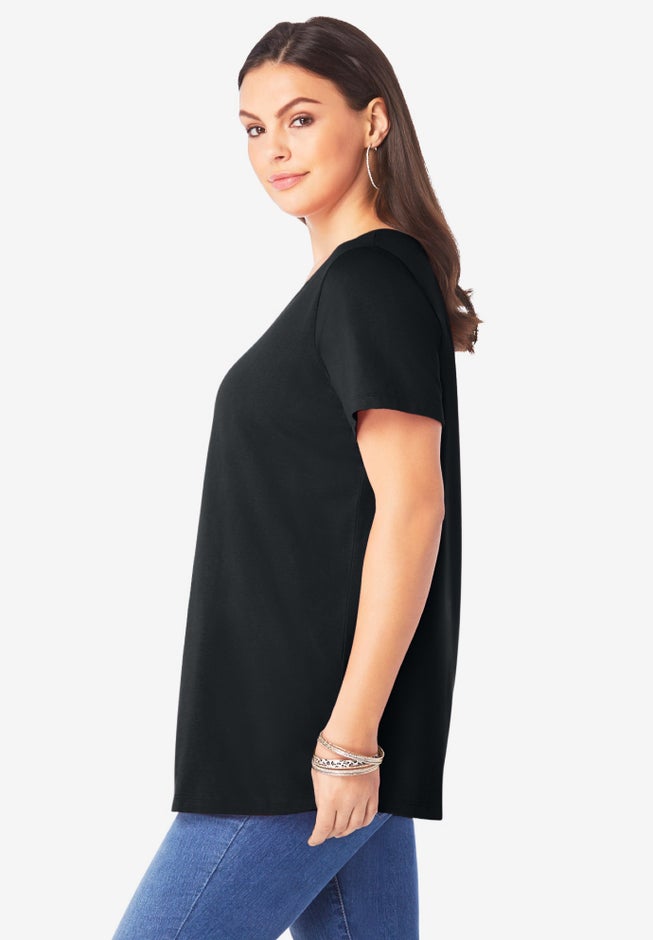 Plus Size Cotton Ultimate V-Neck Tee image number 3