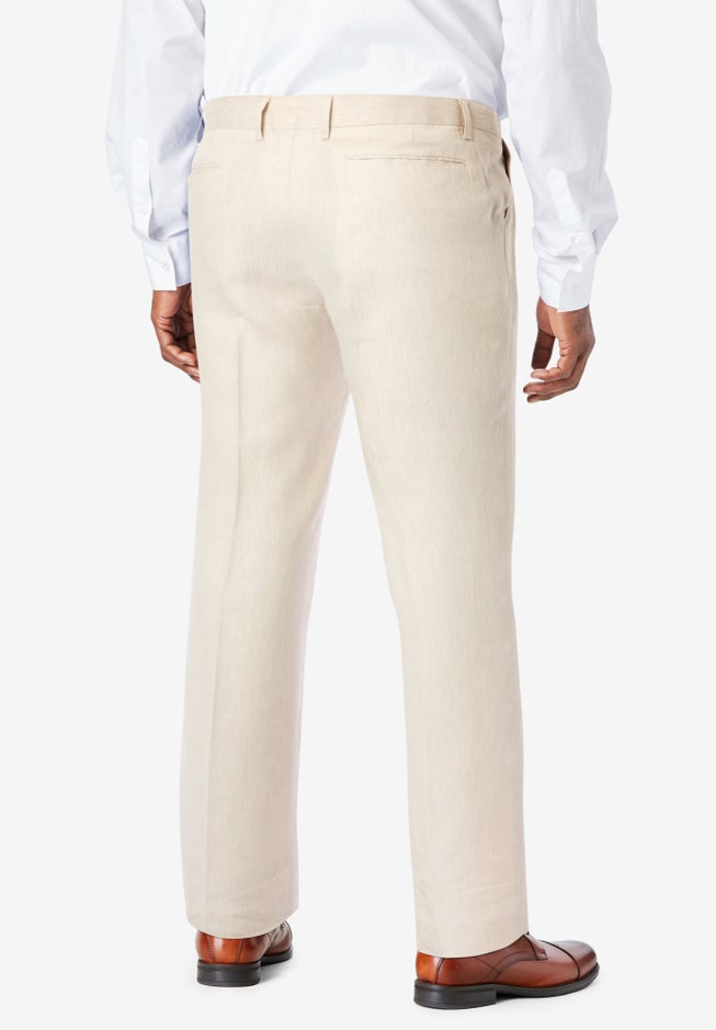 Linen Blend Plain Front Dress Pants image number 1