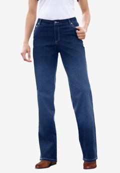 Stretch Denim 5-Pocket Straight-Leg Jeans