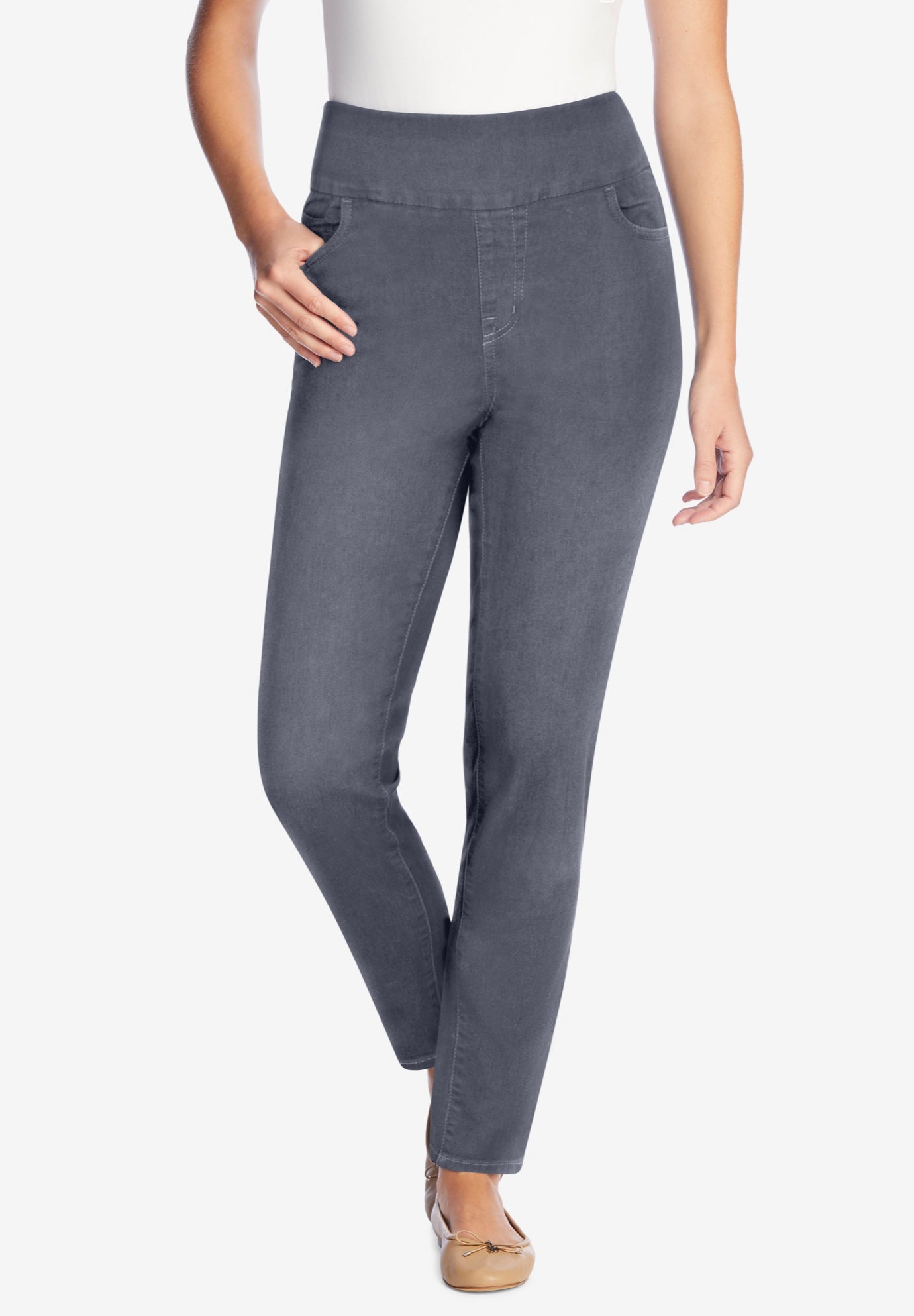 Flex-Fit Slim-Leg Pull-On Gap-Free Stretch-Denim Jeans image number 0