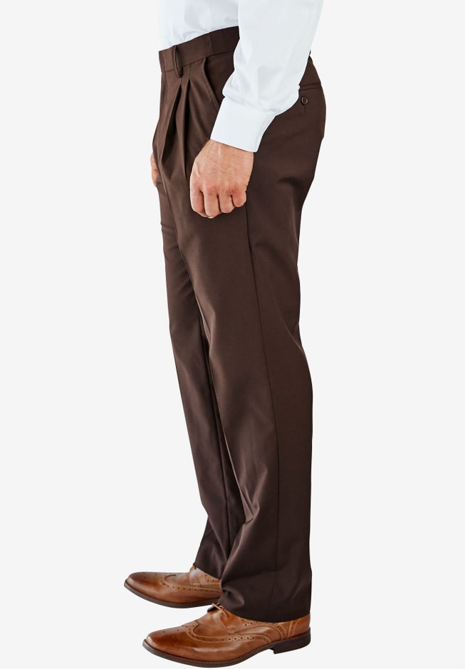No Hassle Classic Fit Expandable Waist Double-Pleat Dress Pants image number 2