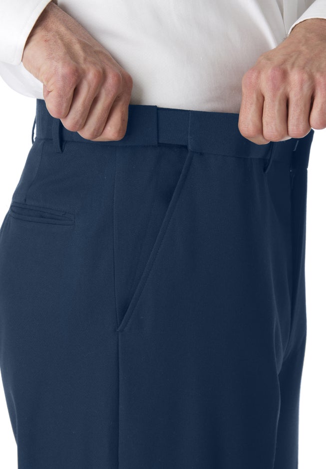 KS Signature No Hassle Classic Fit Expandable Waist Plain Front Dress Pants image number 4