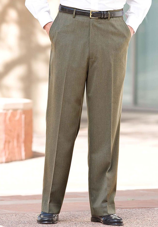 KS Signature No Hassle Classic Fit Expandable Waist Plain Front Dress Pants image number 6