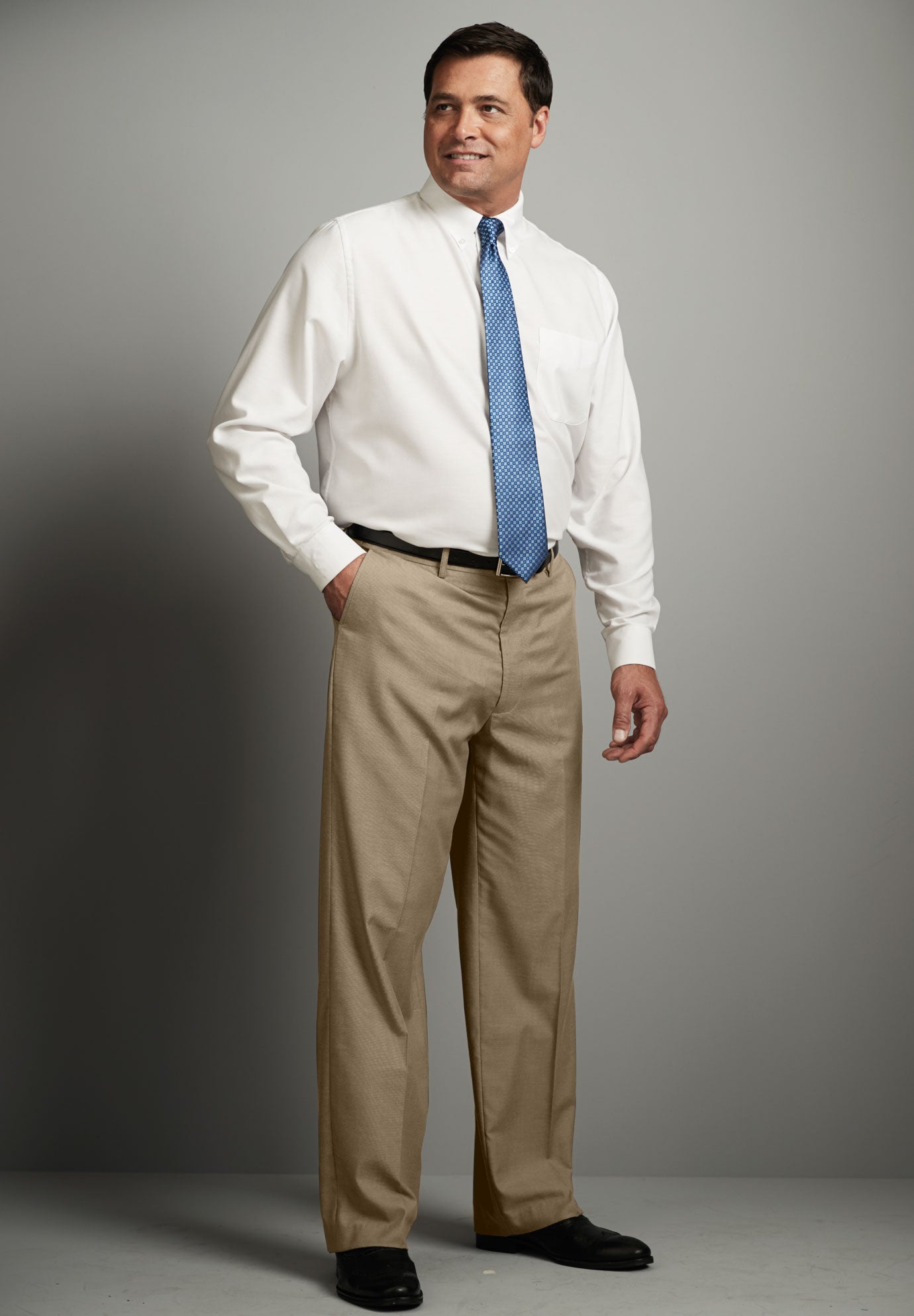 KS Signature No Hassle Classic Fit Expandable Waist Plain Front Dress Pants image number 7