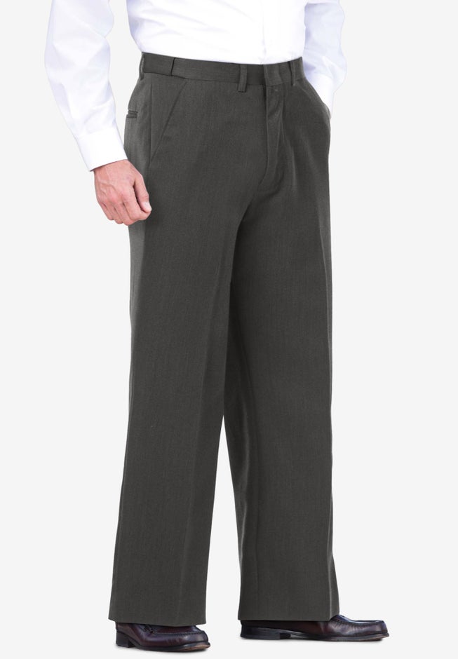 KS Signature No Hassle Classic Fit Expandable Waist Plain Front Dress Pants image number 2