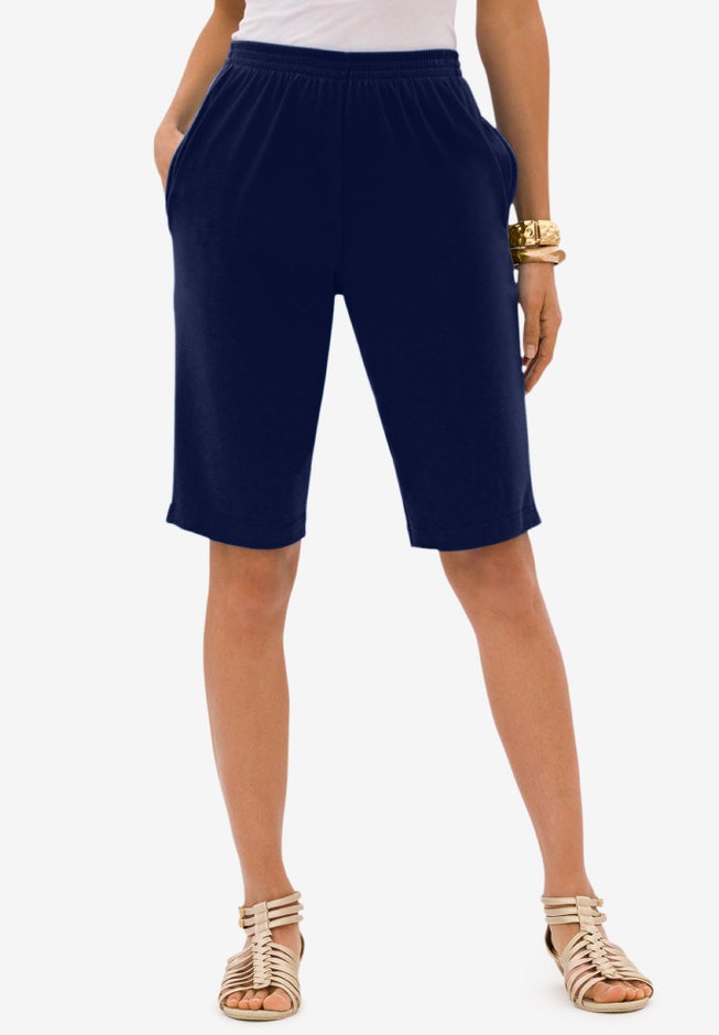 Plus Size Soft Knit Pull-on Bermuda Short image number 0