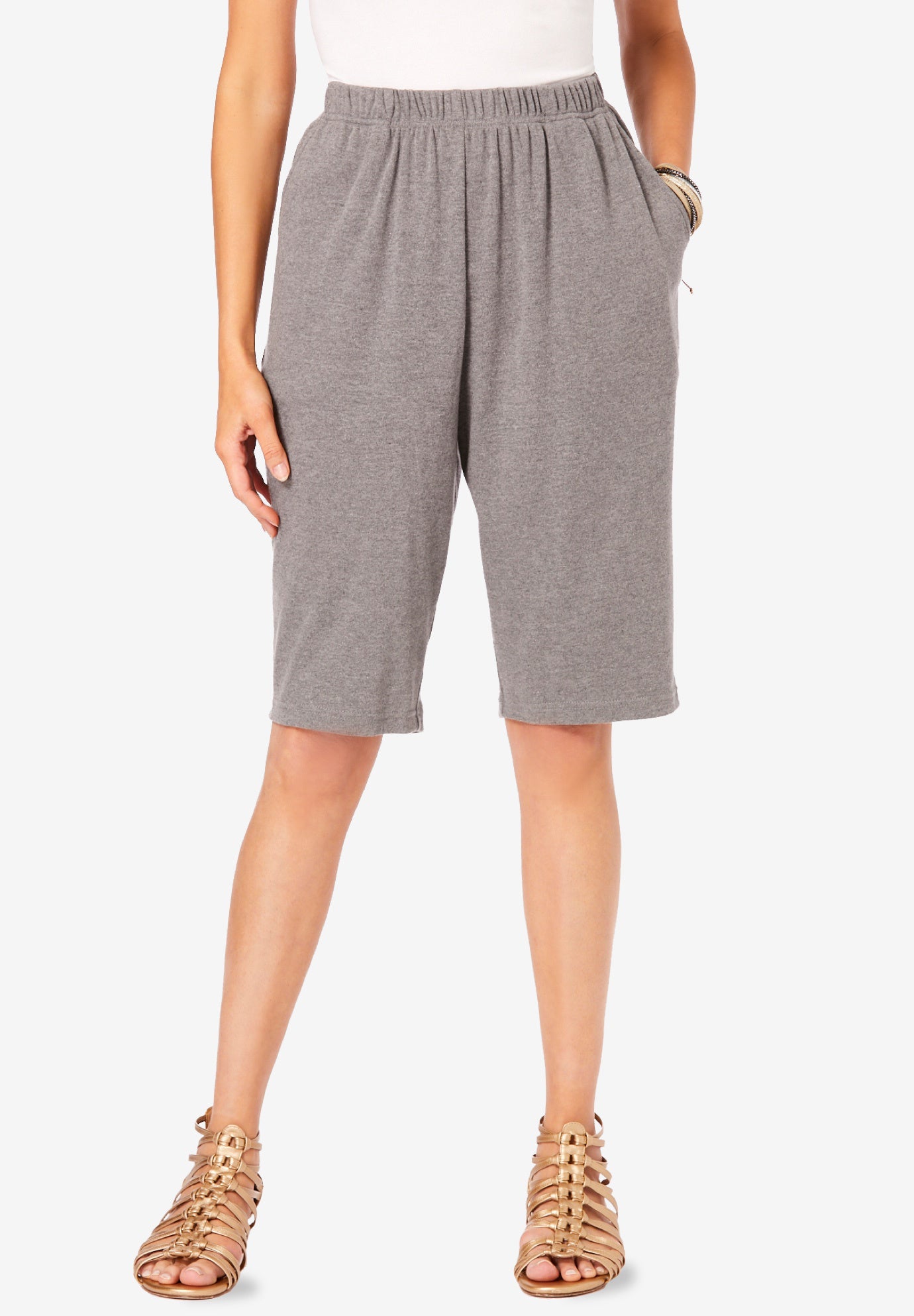 Plus Size Soft Knit Pull-on Bermuda Short image number 0