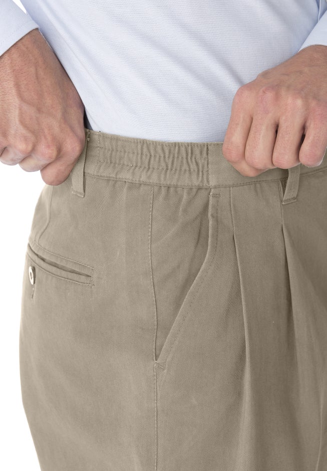 Wrinkle-Free Double-Pleat Pant with Side-Elastic Waist image number 3