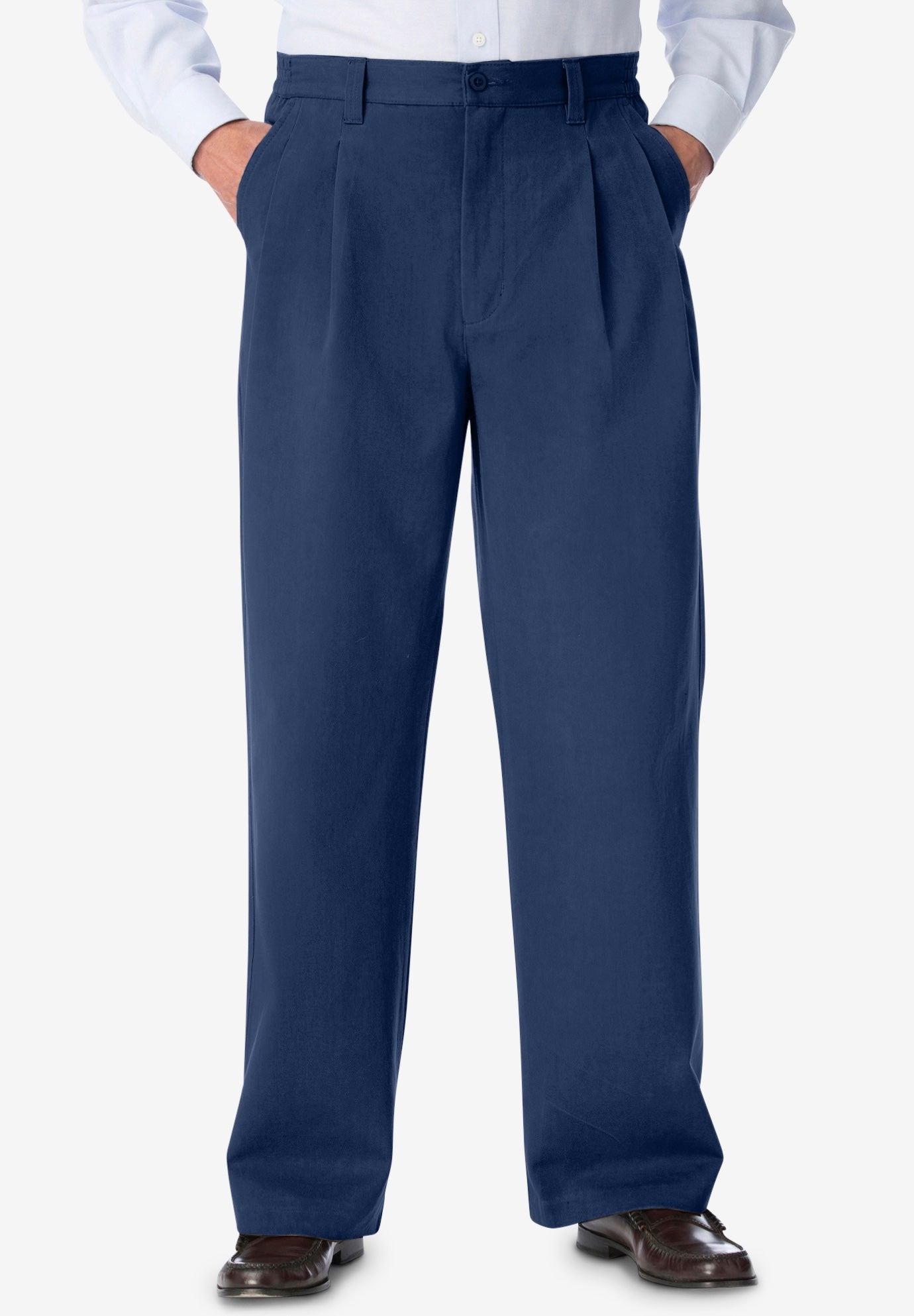 Wrinkle-Free Double-Pleat Pant with Side-Elastic Waist image number 0