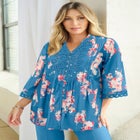 Plus Size Juliet Lace Trim Button-Down Shirt image number null