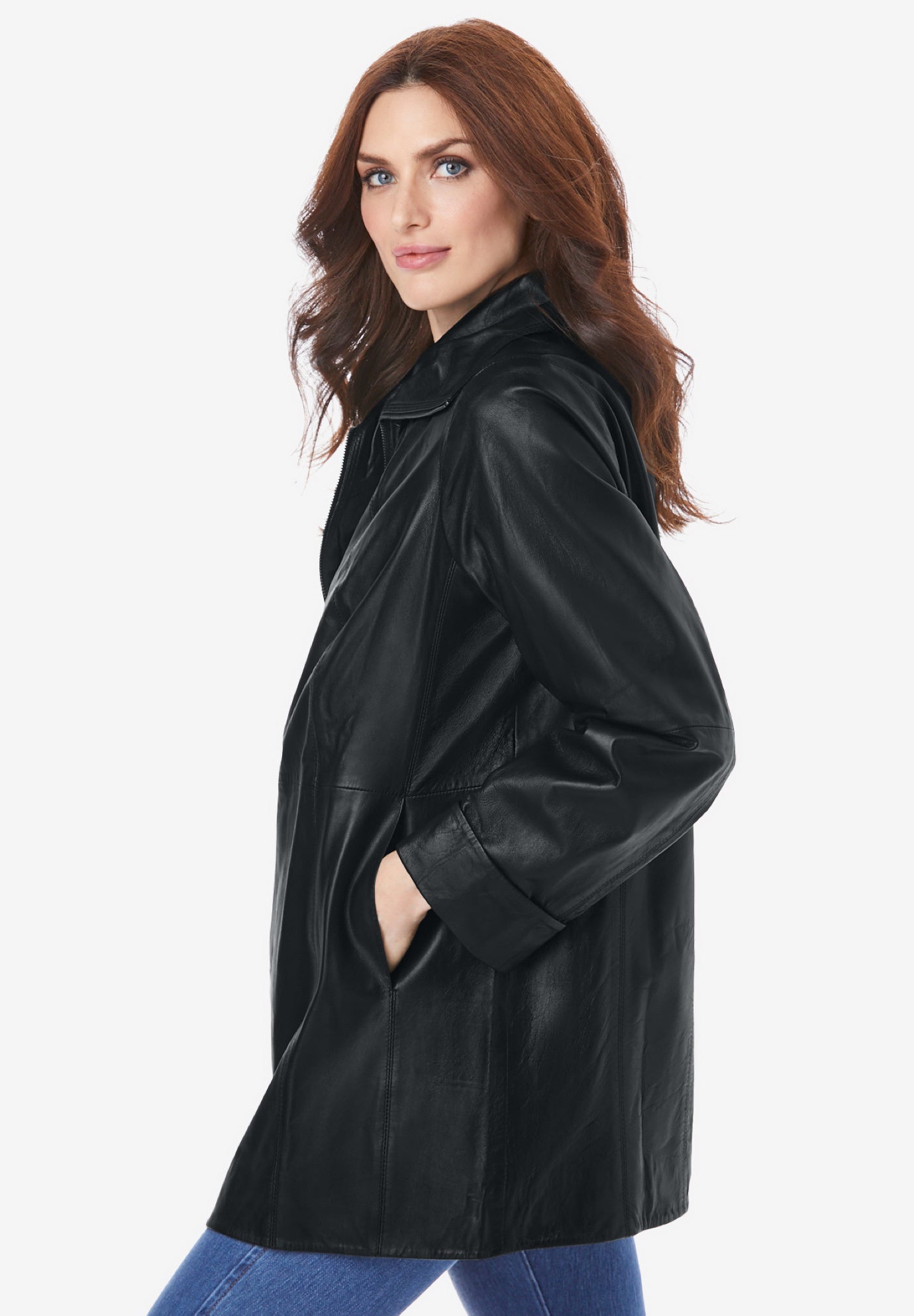 Plus Size A-Line Leather Jacket image number 2