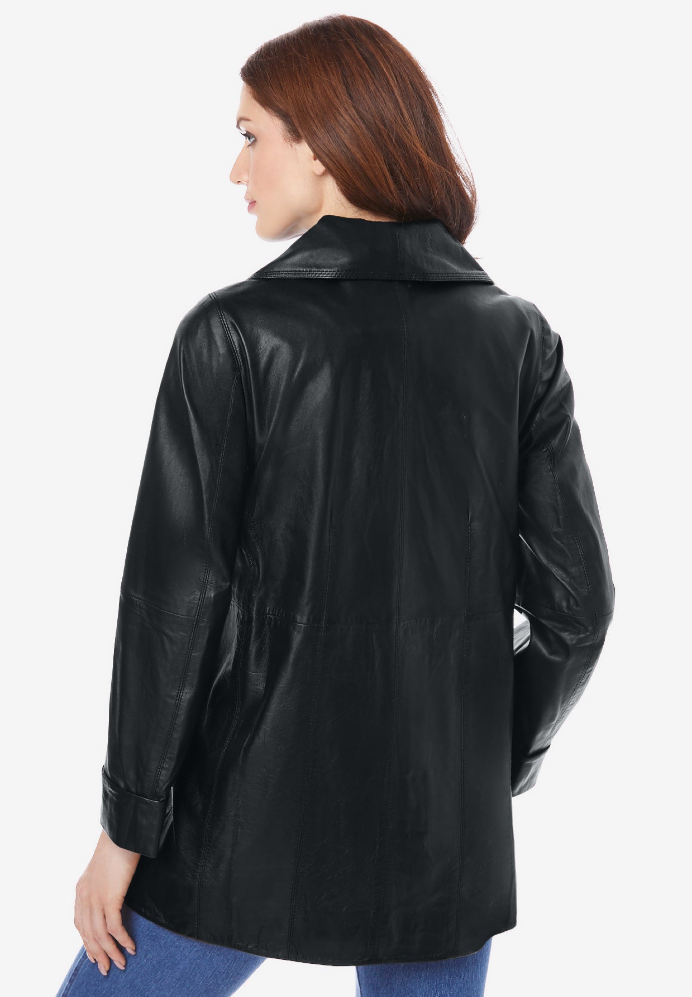 Plus Size A-Line Leather Jacket image number 4