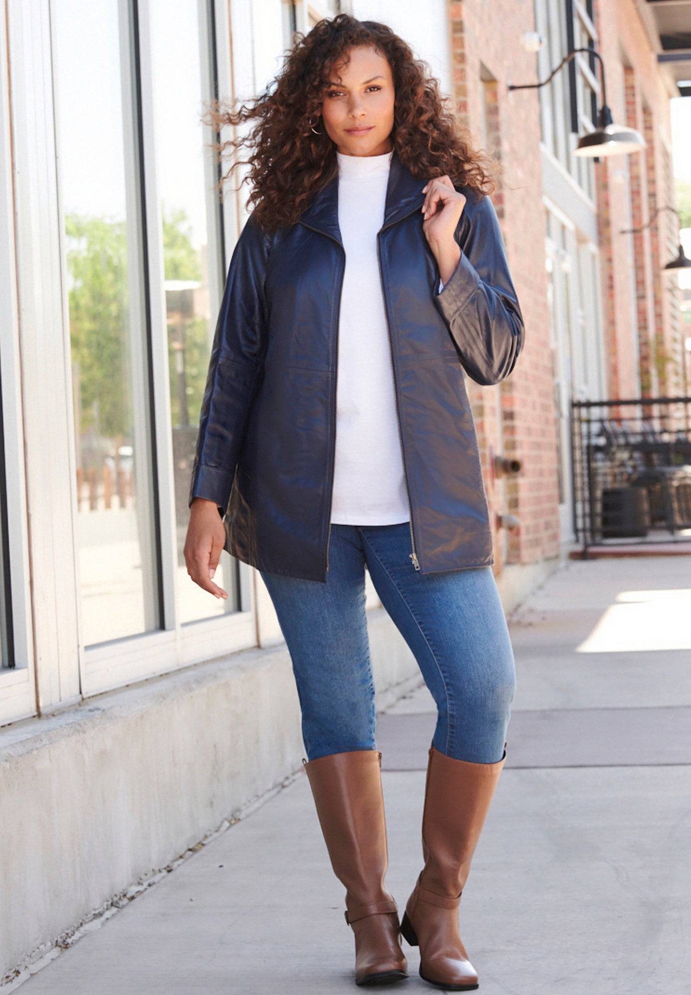 Plus Size A-Line Leather Jacket image number 5