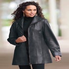 Plus Size A-Line Leather Jacket image number null
