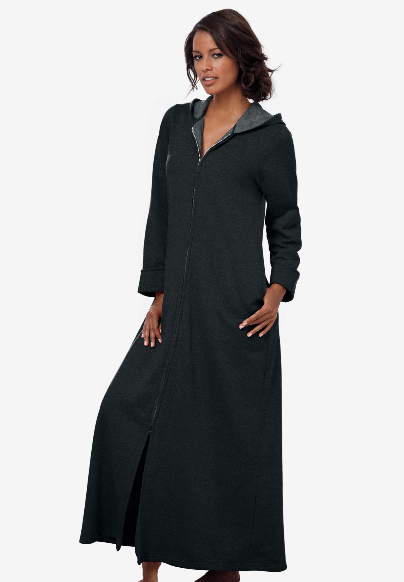 Long Hooded Fleece Sweatshirt Robe image number 0