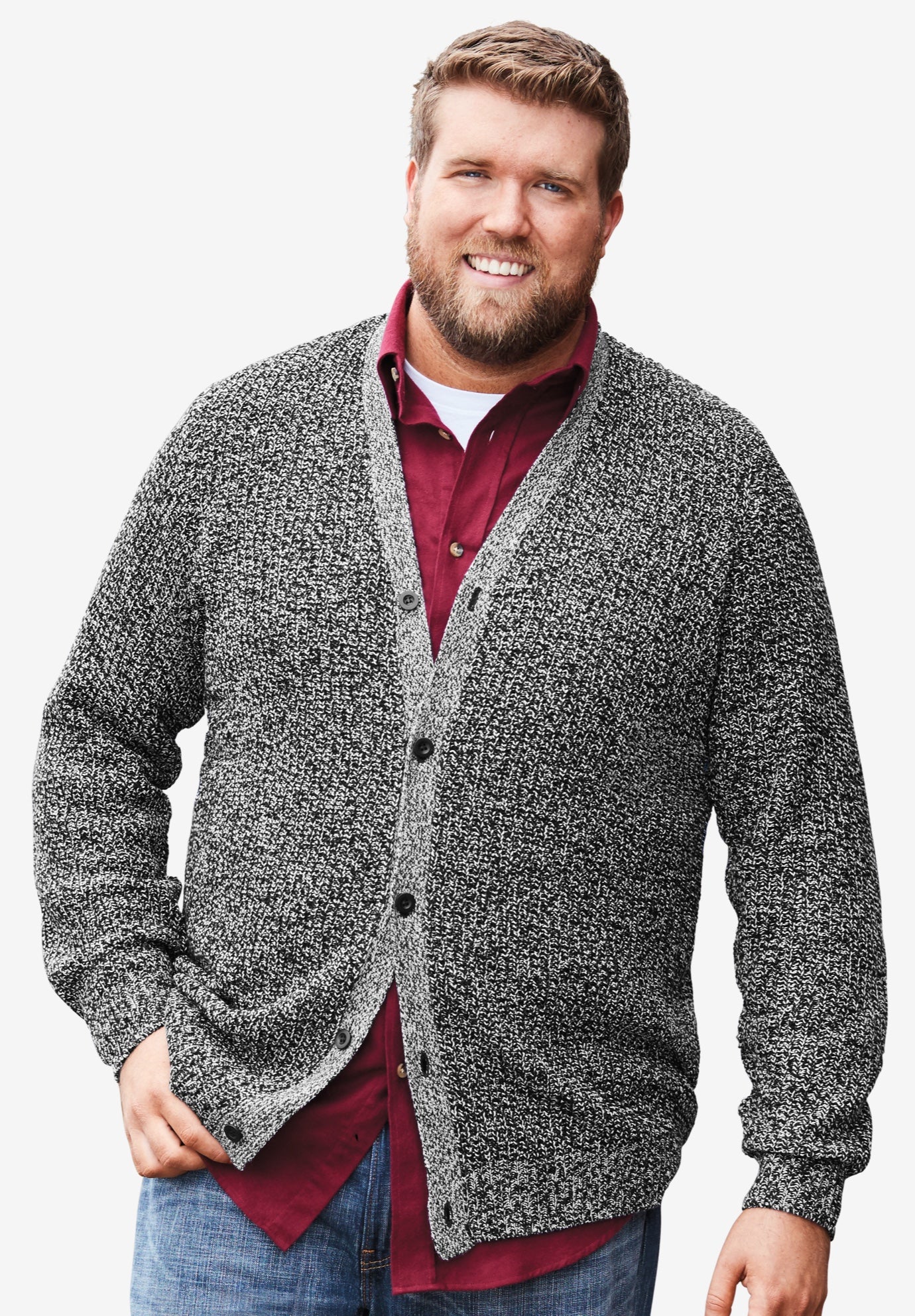 Shaker Knit V-Neck Cardigan Sweater image number 1