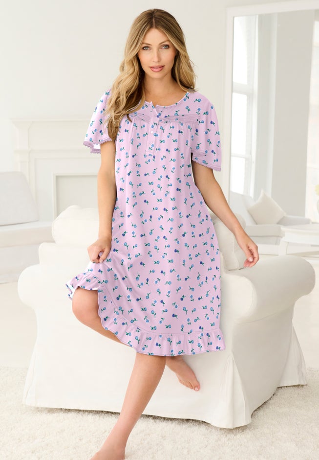Short Floral Print Cotton Gown image number 5