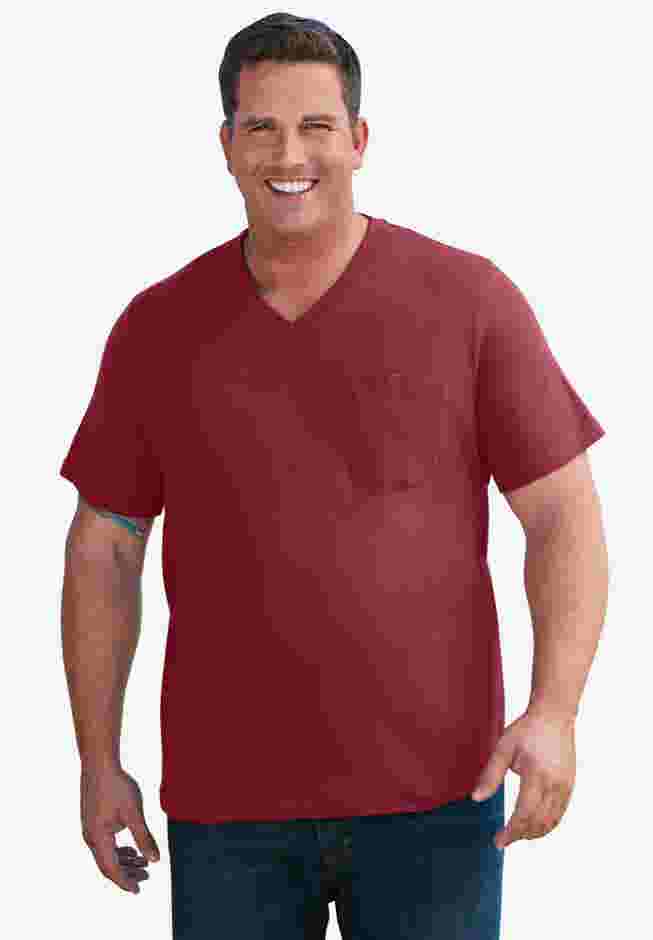 Shrink-Less Lightweight V-Neck Pocket T-Shirt image number 1