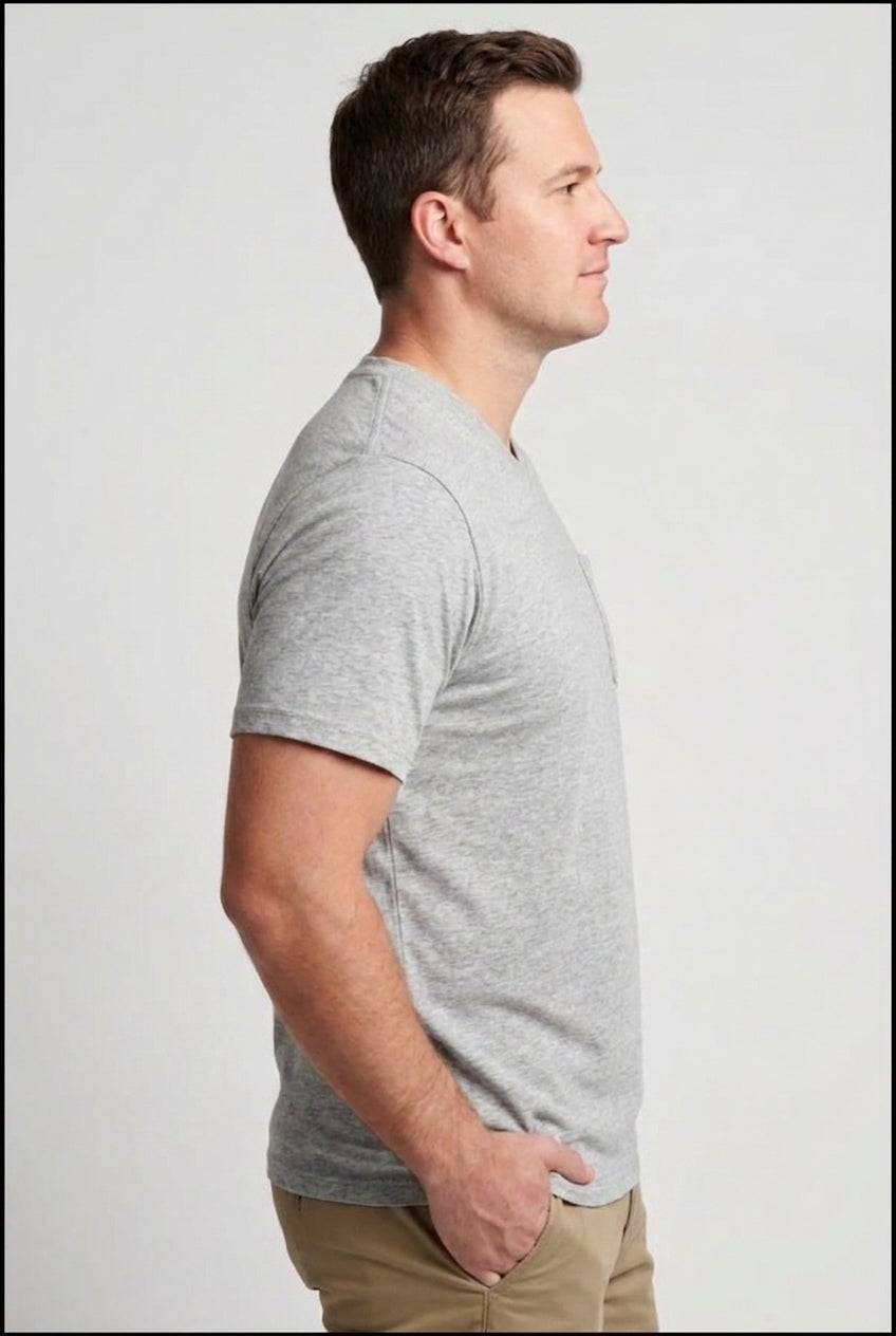 Shrink-Less Lightweight V-Neck Pocket T-Shirt image number 1