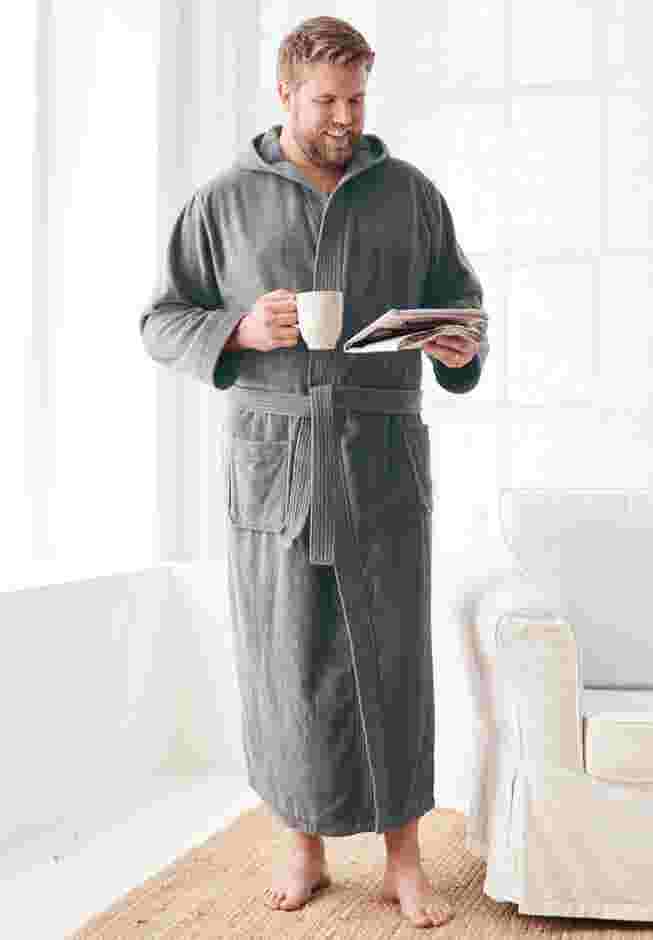 Terry Velour Hooded Maxi Robe image number 0