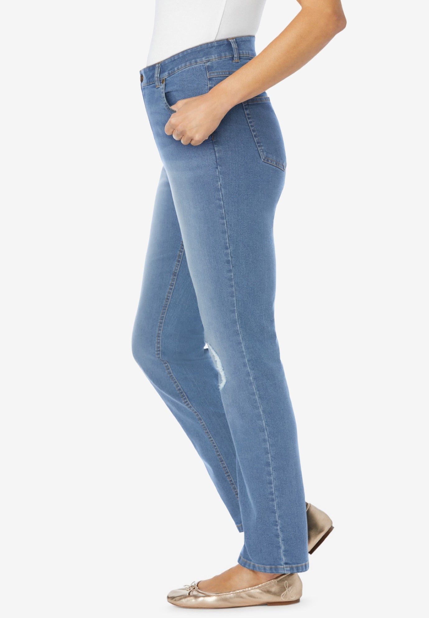 Straight-Leg Stretch Denim Five-Pocket Jeans image number 2