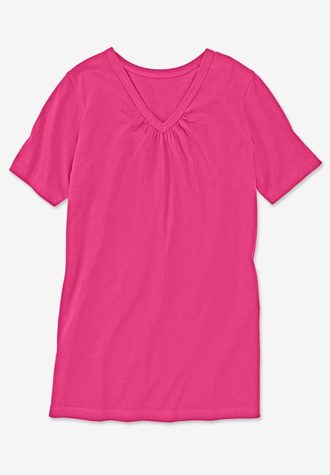 Perfect Short-Sleeve Shirred V-Neck Tunic image number 7