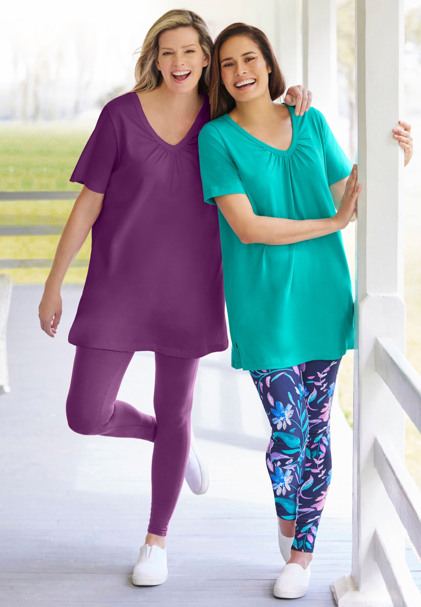 Perfect Short-Sleeve Shirred V-Neck Tunic image number 8