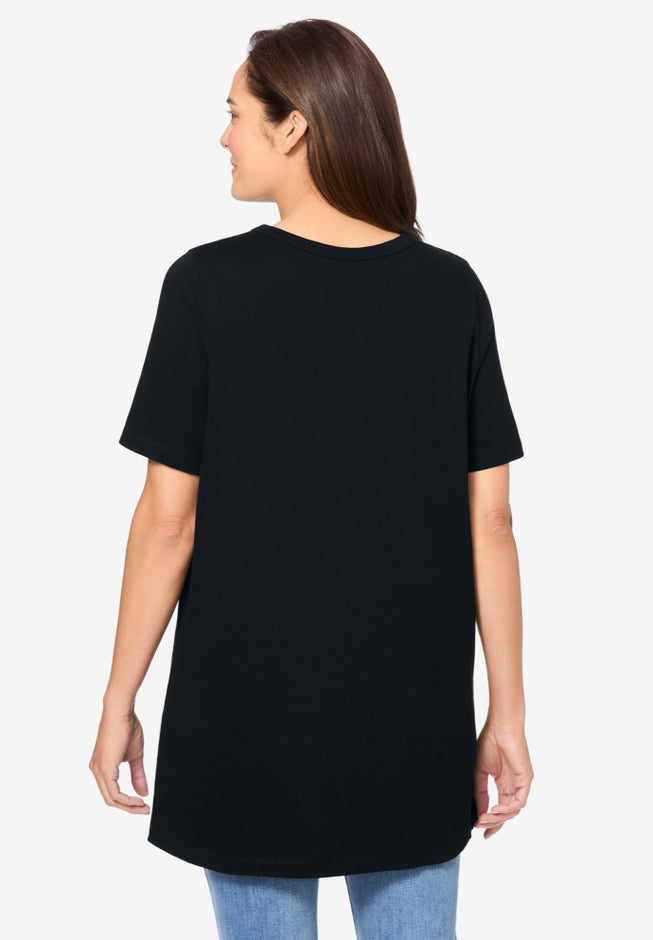 Perfect Short-Sleeve Shirred V-Neck Tunic image number 2