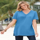Perfect Short-Sleeve Shirred V-neck Tunic image number null
