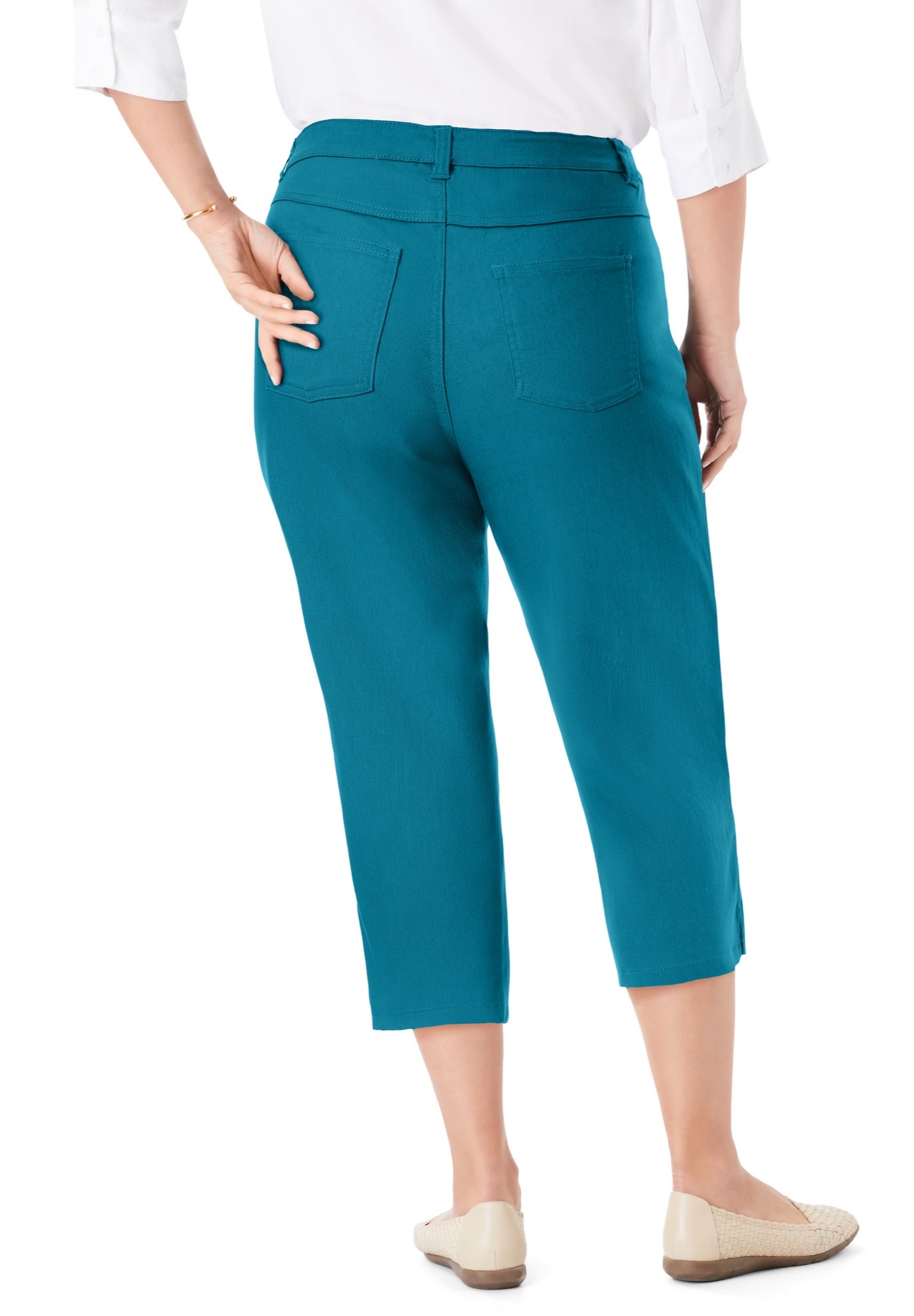 Stretch Denim Five-Pocket Capri Jeans image number 1