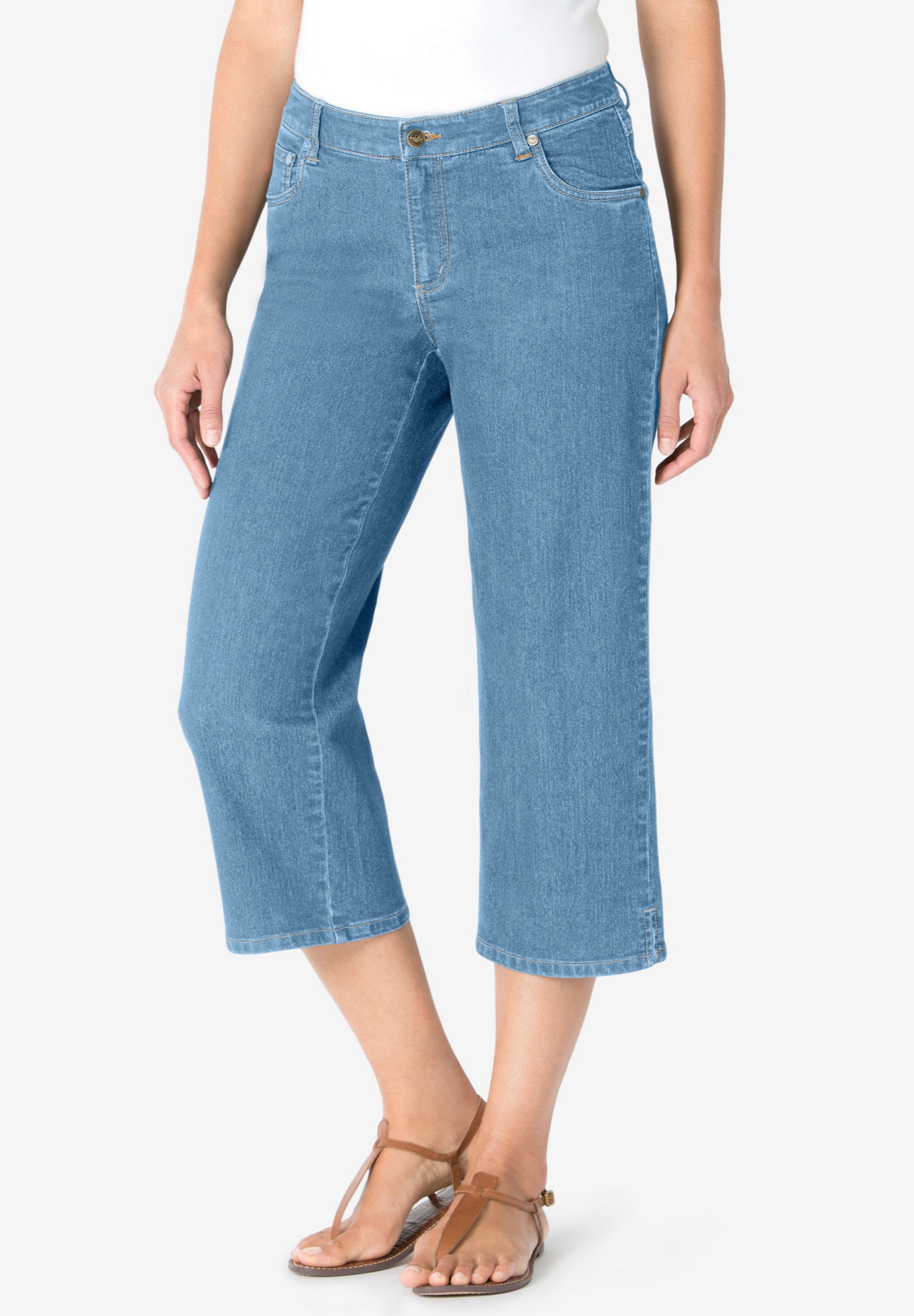 Stretch Denim Five-Pocket Capri Jeans image number 0