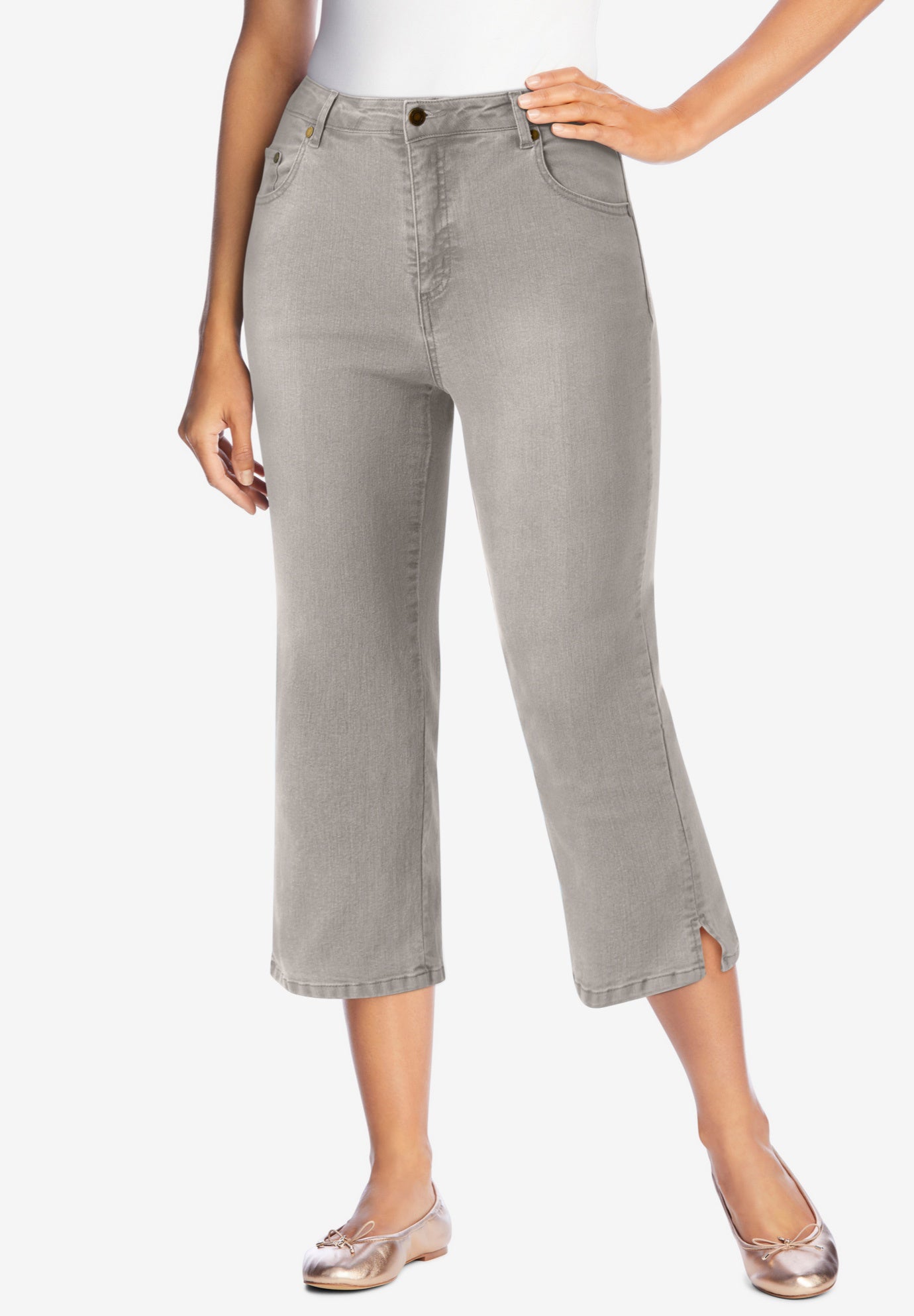 Stretch Denim Five-Pocket Capri Jeans image number 0