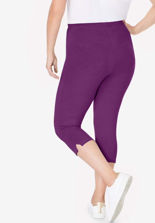 Capri Pull-On Stretch Knit Cotton Spandex Leggings image number 1