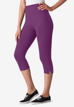Capri Pull-On Stretch Knit Cotton Spandex Leggings