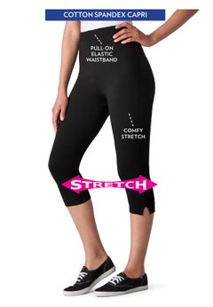 Capri Pull-On Stretch Knit Cotton Spandex Leggings