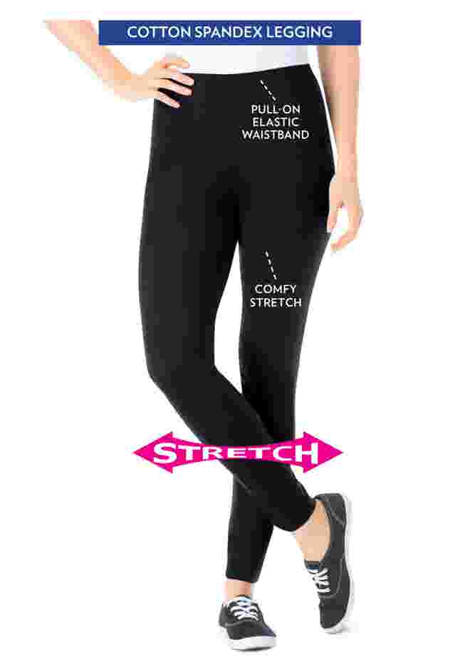 Womens Plus-Size Stretch-Cotton Knit Pull-On Leggings image number 0