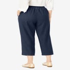 7-Day Elastic-Waist Pull-On Cotton Denim Capri Jeans image number null