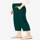 7-Day Elastic-Waist Pull-On Cotton Denim Capri Jeans image number null