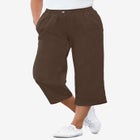 7-Day Elastic-Waist Pull-On Cotton Denim Capri Jeans image number null