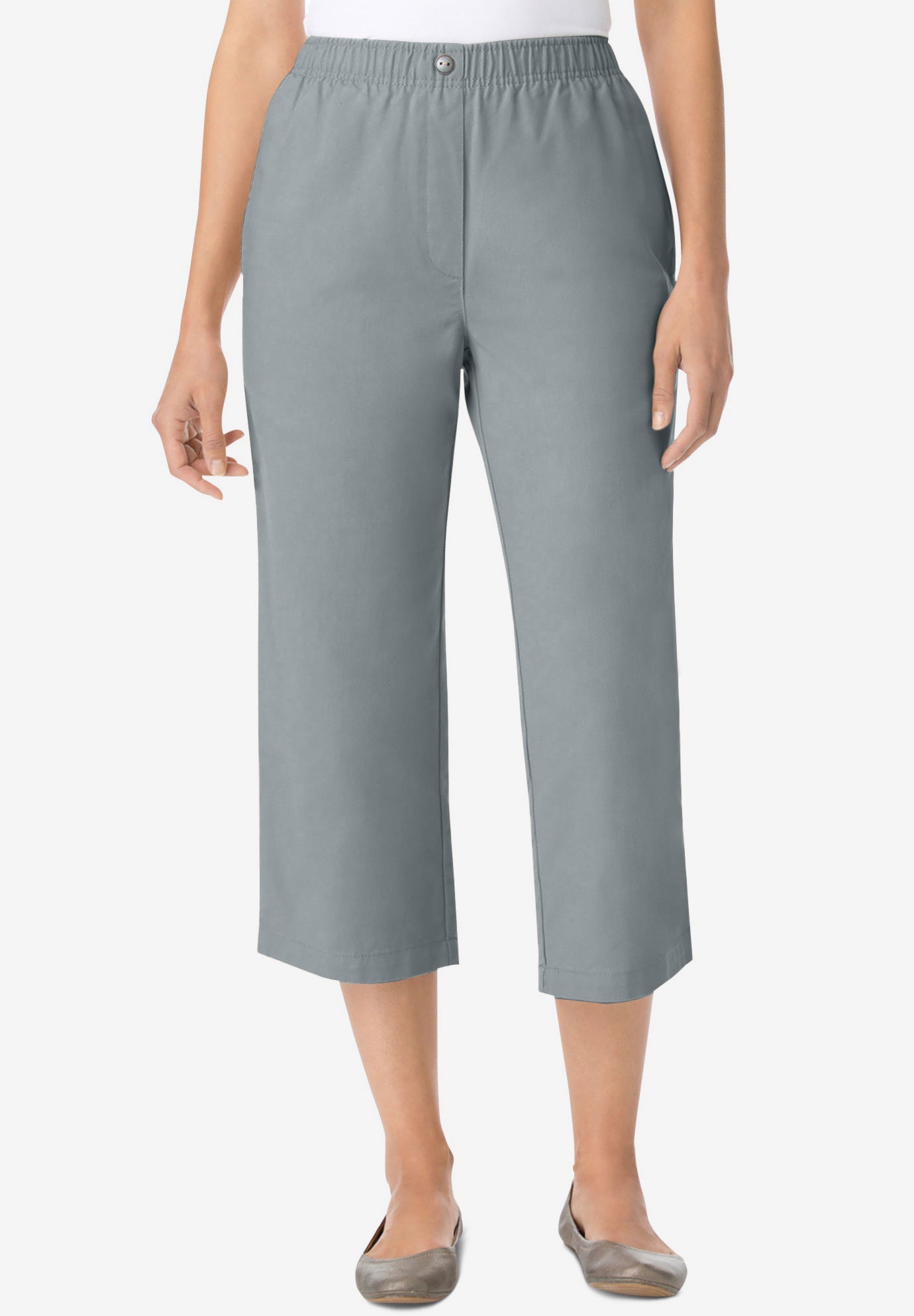 7-Day Elastic-Waist Pull-On Cotton Denim Capri Jeans image number 0